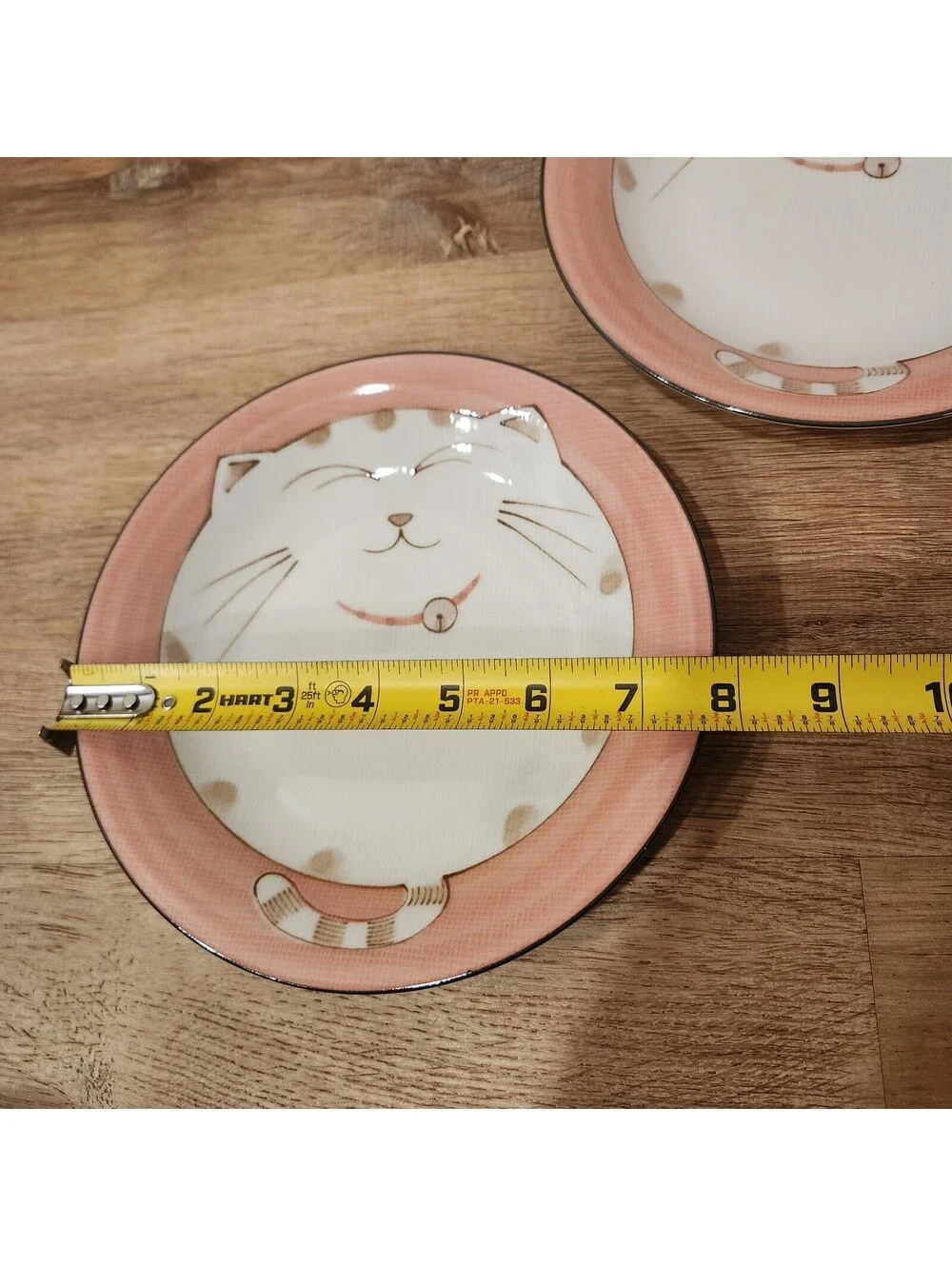 Sousaku Maneki Neko Lucky Cat Pink Rice Deep Plate Set of 2, 7-3/4